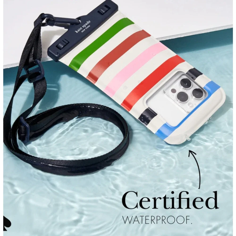 Kate Spade Waterproof Floating Phone Pouch Adventure Stripe 6.7